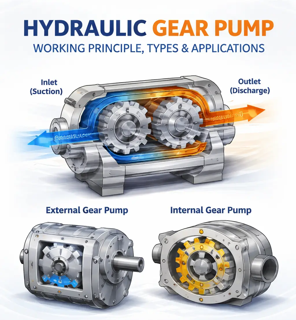 Hydraulic Gear Pump Working Principle Types and Uses